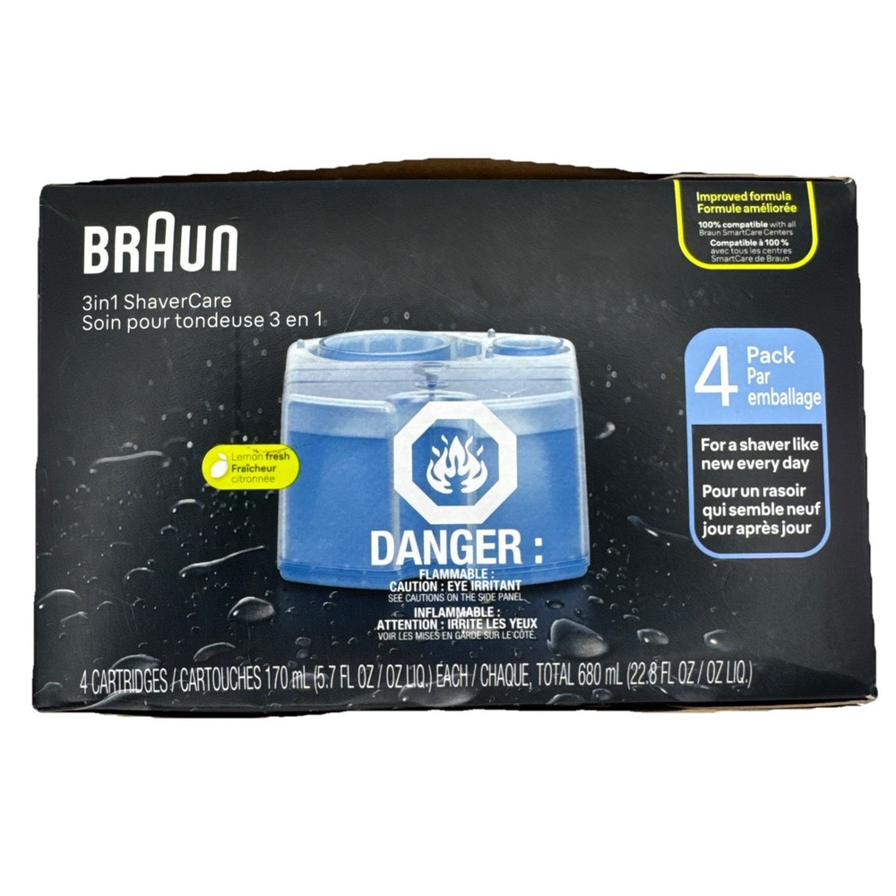 Braun 3 in 1 Shaver Care 4 Pack Cartridges New Sealed in Box
